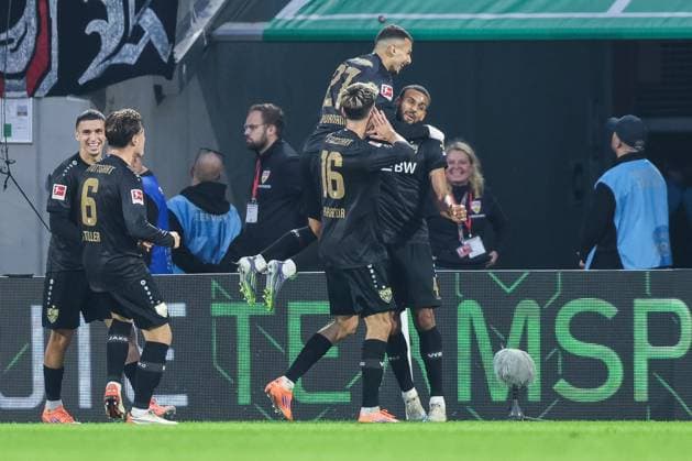 Soccer 1 Bundesliga 5 Matchday 1 FC Köln VfB Stuttgart on 28 09 2025 at RheinEnergieStadion in Cologne Goal celebration for 1 2 by Josha Vagnoman Stuttgart DFL regulations prohibit any use of photographs as image sequences and or quasi video xJRx