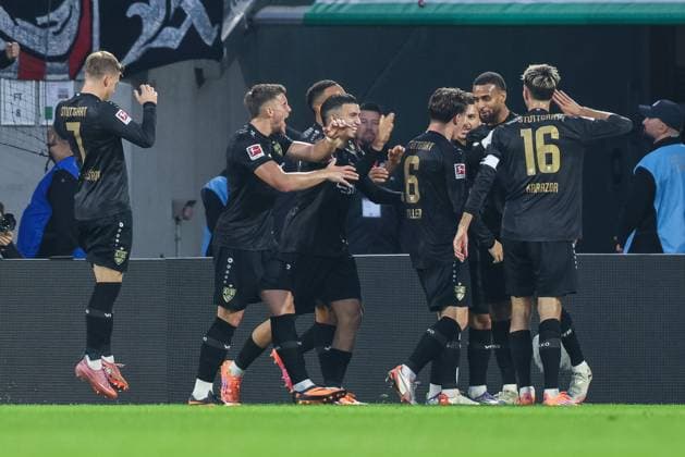 Soccer 1 Bundesliga 5 Matchday 1 FC Köln VfB Stuttgart on 28 09 2025 at RheinEnergieStadion in Cologne Goal celebration for 1 2 by Josha Vagnoman Stuttgart DFL regulations prohibit any use of photographs as image sequences and or quasi video xJRx
