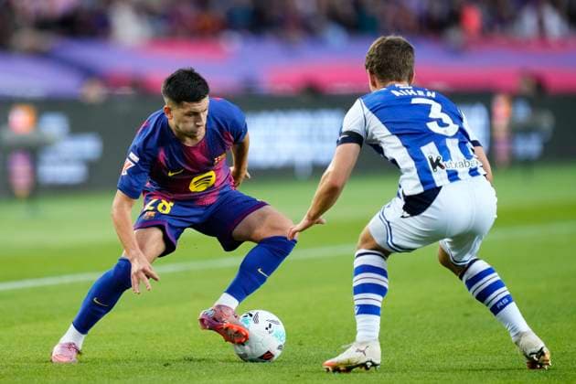 FC Barcelona, Barca v Real Sociedad - LaLiga EA Sports Roony Bardghji right winger of Barcelona and Sweden in action during the LaLiga EA Sports match between FC Barcelona and Real Sociedad at Estadi Olimpic Lluis Companys on September 28, 2025 in Barcelona, Spain. Barcelona Spain  Copyright: xJosexBretonx originalFilename:bretonhernandez-fcbarcel250928_npYhI.jpg