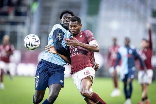 FOOTBALL: Ligue 1 Metz vs L Havre. 6me journee 28 09 2025 STADE SAINT-SYMPHORIEN Etienne YoutÃ KinkouÃ 6 et Diallo Habibou 30  Copyright: xelyxandroxcegarrax