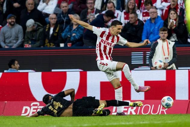 1 Soccer Bundesliga 1 FC Köln VfB Stuttgart 28 09 2025 duel Luca Jaquez VfB Stuttgart, 14 , Said El Mala 1 FC Köln, 13 1 Soccer Bundesliga, 1 FC Köln VfB Stuttgart, Cologne, Rheinenergiestadion on 28 09 2025 DFL REGULATIONS PROHIBIT ANY USE OF PHOTOGRAPHS AS IMAGE SEQUENCES AND OR QUASI VIDEO Copyright: xBEAUTIFULxSPORTS Wunderlx