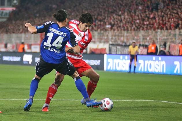 Berlin, Germany, 28 09 2025 Stadion Alte Försterei 5 Matchday, Season 2025 26, 1 Soccer Bundesliga Union Berlin Hamburger SV Rayan Philippe 14, Hamburger SV and Diogo Leite 4, Union Berlin in duel Copyright: xdtsxNachrichtenagenturx dts_85145