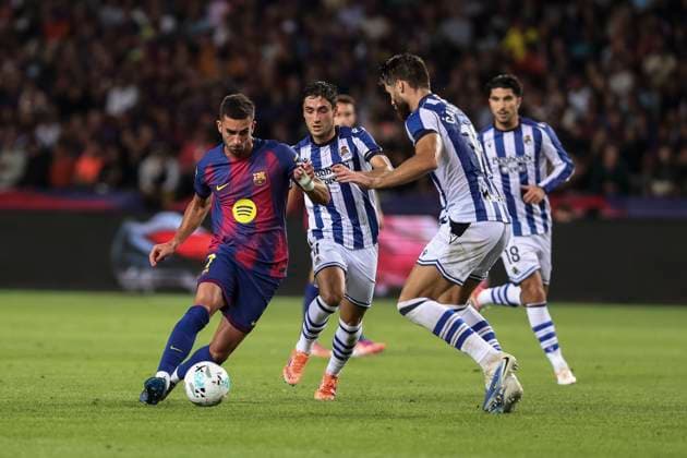 September 28, 2025, Barcelona, Barcelona, SPAIN: Ferran Torres of FC Barcelona, Barca in action during the Spanish league, La Liga EA Sports, football match played between FC Barcelona and Real Sociedad at Estadi Olimpic Lluis Companys on September 28, 2025 in Barcelona, Spain. Barcelona SPAIN - ZUMAa181 20250928_zaa_a181_280 Copyright: xJavierxBorregox
