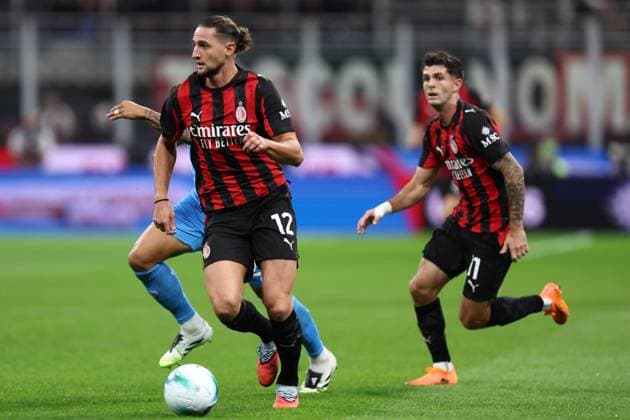 Adrien Rabiot (Ac Milan) controls the ball, Serie A, AC Milan v SSC Napoli, Giuseppe Meazza, September 28, 2025, Milan, Italy.