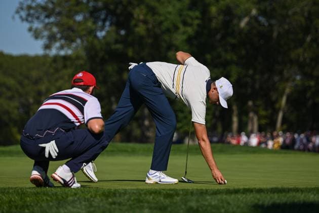 250928 Ludvig Aberg of Team Europe during a singles match on day 3 of the Ryder Cup on September 28, 2025 in New York Photo Jesper Zerman BILDBYRAN kod JZ JZ0619 golf ryder cup day 3 bbeng  Copyright: JESPERxZERMAN BB250928JZ014