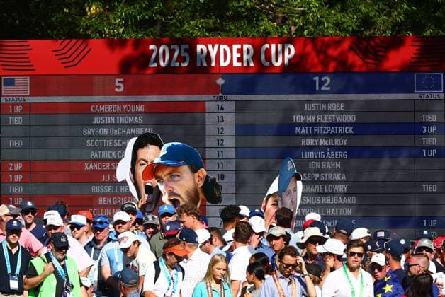 Team Europe fans 2025 Ryder Cup, Day Three, Singles, Golf, Bethpage Black Golf Course, New York, USA - 28 Sep 2025New York Bethpage Black Golf Course New York (NY) United States of America EDITORIAL USE ONLY No use with unauthorised audio, video, data, fixture lists, club league logos or live services. Online in-match use limited to 120 images, no video emulation. No use in betting, games or single club league player publications. Copyright: xJamesxMarsh Shutterstockx 15500197dj