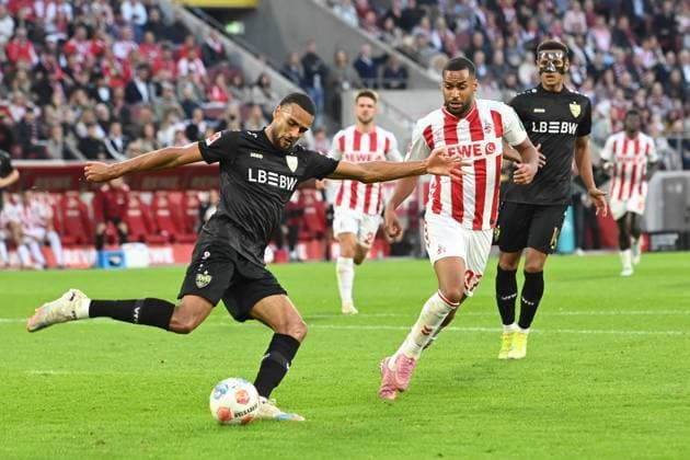 Josha VAGNOMAN S vs Linton MAINA K Action, duel, Football 1 Bundesliga, 5 Matchday, matchday5, 1 FC Koeln K VfB Stuttgart S 1 2 on 31 08 2025 in Koeln Germany DFL regulations prohibit any use of photographs as image sequences and or quasi video Â