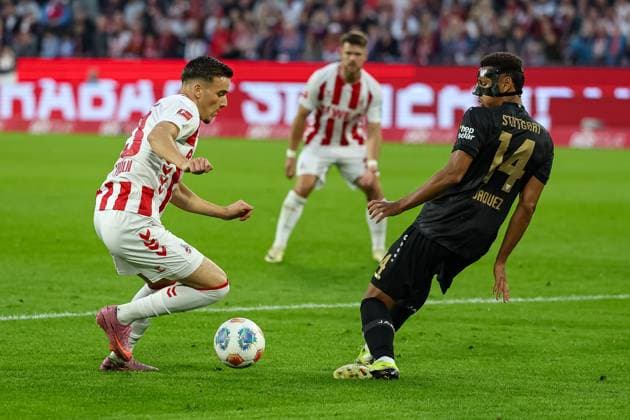 Cologne, Germany, 28 09 25 Said El Mala 1 FC Köln and Luca Jaquez VfB Stuttgart fighting for the ball during the 1 Bundesliga match between 1 FC Köln VfB Stuttgart at the RheinEnergieSTADION on September 28, 2025 in Cologne, Germany Köln RheinEnergieSTADION Germany Copyright: xStefanxBrauer Brauer-Fotoagenturx