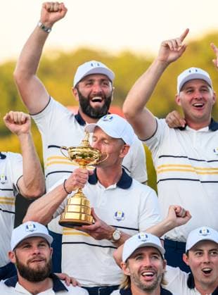 250928 Team Captain Luke Donald of Team Europe celebrates after winning the Ryder Cup on day 3 of the Ryder Cup on September 28, 2025 in New York Photo Jesper Zerman BILDBYRAN kod JZ JZ0619 golf ryder cup day 3 bbeng jubel  Copyright: JESPERxZERMAN BB250928JZ085