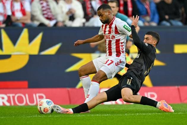 (250929) -- COLOGNE, Sept. 29, 2025 -- Linton Maina (L) of FC Cologne vies with Bilal El Khannouss of VfB Stuttgart during the German first division Bundesliga football match between FC Cologne and VfB Stuttgart in Cologne, Germany, Sept. 28, 2025. (Photo by Xinhua) (SP)GERMANY-COLOGNE-FOOTBALL-BUNDESLIGA-COLOGNE VS STUTTGART UlrichxHufnagel 