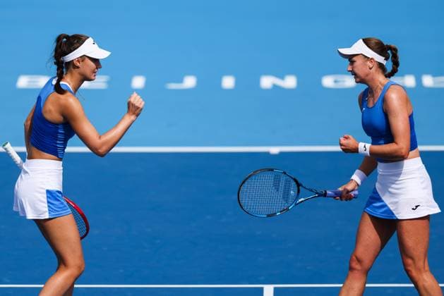 BEIJING, CHINA - SEPTEMBER 29: Tereza Mihalikova of Slovakia and Olivia Nicholls of Great Britain react in the Women s Doubles Round of 16 match against Ulrikke Eikeri of Norway and Giuliana Olmos of Mexico on day 8 of the 2025 China Open at National Tennis Center on September 29, 2025 in Beijing, China.  Copyright: xVCGx 111593910575