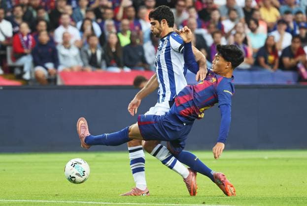 FC Barcelona, Barca v Real Sociedad - LaLiga EA Sports Dro and Goncalo Guedes play during the match between FC Barcelona and Real Sociedad, corresponding to week 7 of LaLiga EA Sports, at the Lluis Companys Stadium in Barcelona, Spain, on September 28, 2025. Barcelona Barcelona Spain  Copyright: xUrbanandsportx originalFilename:urbanandsport-fcbarcel250928_npfx1.jpg