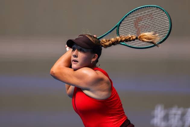 BEIJING, CHINA - SEPTEMBER 29: Mirra Andreeva of Russia returns a shot in the Women s Singles Round of 32 match against Jessica Bouzas Maneiro of Spain on day 8 of the 2025 China Open at National Tennis Center on September 29, 2025 in Beijing, China.  Copyright: xVCGx 111593923223