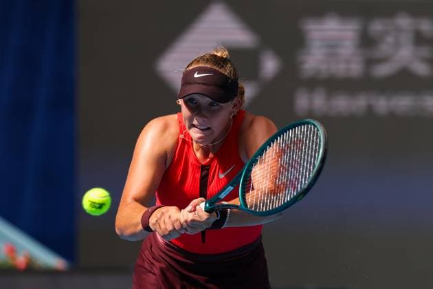 BEIJING, CHINA - SEPTEMBER 29: Mirra Andreeva of Russia returns a shot in the Women s Singles Round of 32 match against Jessica Bouzas Maneiro of Spain on day 8 of the 2025 China Open at National Tennis Center on September 29, 2025 in Beijing, China.  Copyright: xVCGx 111593922975