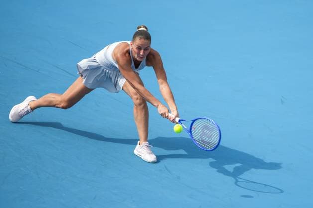BEIJING, CHINA - SEPTEMBER 29: Marta Kostyuk of Ukraine competes in the Women s Singles Round of 32 match against Aliaksandra Sasnovich on day 8 of the 2025 China Open at the National Tennis Center on September 29, 2025 in Beijing, China.  Copyright: xVCGx 111593936174