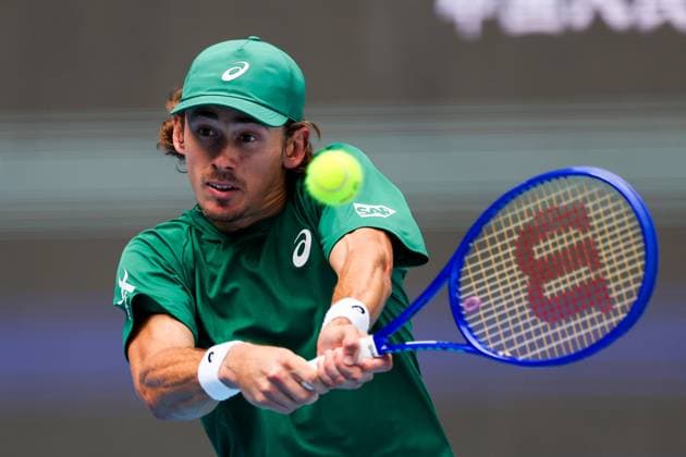BEIJING, CHINA - SEPTEMBER 29: Alex De Minaur of Australia competes in the Men s Singles Quarterfinal match against Jakub Mensik of the Czech Republic on day 8 of the 2025 China Open at the National Tennis Center on September 29, 2025 in Beijing, China.  Copyright: xVCGx 111593932953