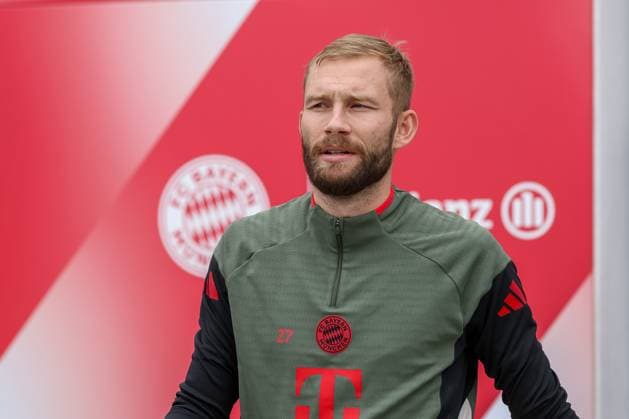 Konrad Laimer FC Bayern Muenchen, 27 , GER, Final training, FC Bayern Muenchen, Football, UEFA Champions League, League phase, Matchday 2, 2025 2026 season, 29 09 2025, GER, Final training, FC Bayern Muenchen, Football, UEFA Champions League, League phase, Matchday 2, 2025 2026 season, 29 09 2025 Muenchen Copyright: xEibner-Pressefoto JennixMaulx EP_JML