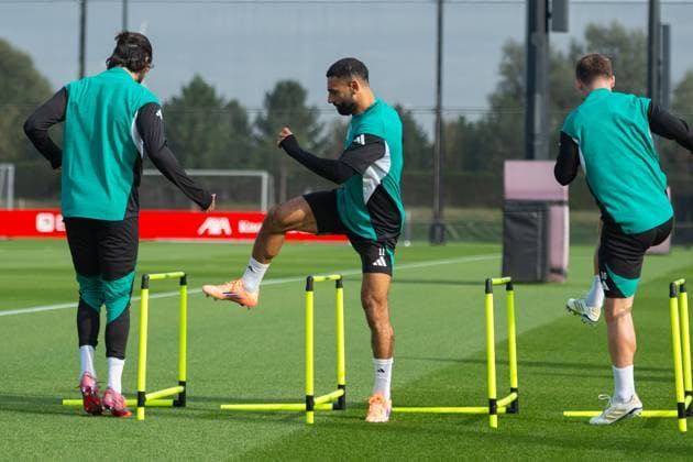 Football - UEFA Champions League - Galatasaray A.Åž. Liverpool FC - MD-1 LIVERPOOL, ENGLAND - Monday, September 29, 2025: Liverpool s Mohamed Salah during a training session at the AXA Training Centre ahead of the UEFA Champions League match between Galatasaray A.Åž. and Liverpool FC. (Photo by Richard Martin-Roberts Propaganda) LIVERPOOL AXA Training Centre MERSEYSIDE ENGLAND  Copyright: xDavidxRawcliffex P2025-09-29-Liverpool_UCL_TRAINING-16