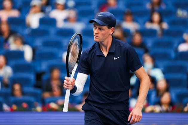 BEIJING, CHINA - SEPTEMBER 29: Jannik Sinner of Italy reacts in the Men s Singles Quarterfinal match against Fabian Marozsan of Hungary on day 8 of the 2025 China Open at the National Tennis Center on September 29, 2025 in Beijing, China.  Copyright: xVCGx 111593944286