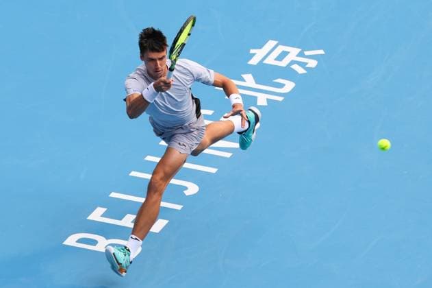BEIJING, CHINA - SEPTEMBER 29: Fabian Marozsan of Hungary competes in the Men s Singles Quarterfinal match against Jannik Sinner of Italy on day 8 of the 2025 China Open at the National Tennis Center on September 29, 2025 in Beijing, China.  Copyright: xVCGx 111593939659