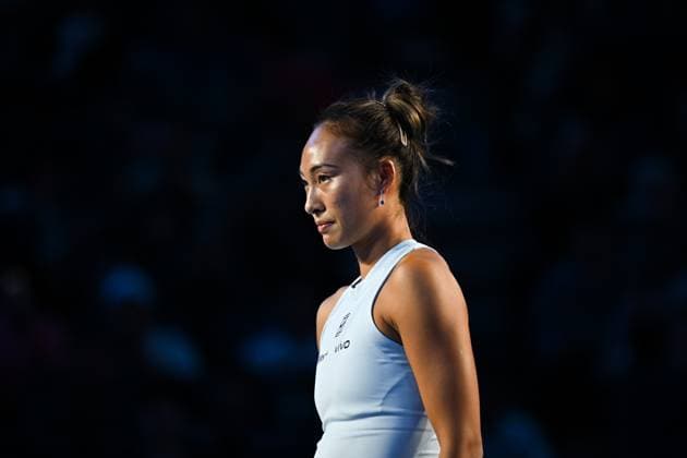 (250929) -- BEIJING, Sept. 29, 2025 -- Zheng Qinwen is seen during the women s singles third round match between Zheng Qinwen of China and Linda Noskova of the Czech Republic at 2025 China Open tennis tournament in Beijing, China, Sept. 29, 2025. ) (SP)CHINA-BEIJING-TENNIS-CHINA OPEN-WOMEN S SINGLES (CN) XinxMengchen 
