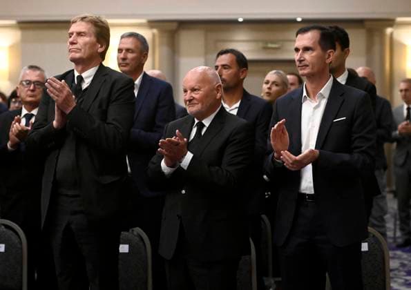Zagreb, Croatia, 290925. Sheraton Hotel. Commemoration for the celebrated tennis coach and national team, Nationalteam coach Nikola Pilic. In the photo: Dietloff Von Arnim, The president of the German Tennis Federation, Zlatko Matesa, Dragan Primorac. Photo: Ronald Gorsic CROPIX Copyright: xxRonaldxGorsicx pilic_komemoracija26-290925