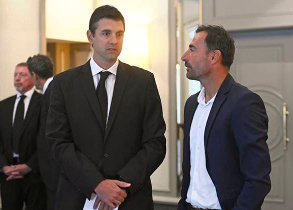 Zagreb, Croatia, 290925. Sheraton Hotel. Commemoration for the celebrated tennis coach and national team, Nationalteam coach Nikola Pilic. In the photo: Mario Ancic, Ivan Dodig. Photo: Ronald Gorsic CROPIX Copyright: xxRonaldxGorsicx pilic_komemoracija14-290925