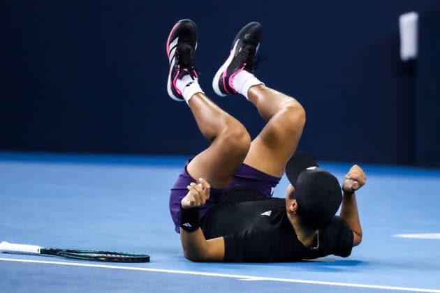 BEIJING, CHINA - SEPTEMBER 29: Learner Tien of the United States reacts in the Men s Singles Quarterfinal match against Lorenzo Musetti of Italy on day 8 of the 2025 China Open at the National Tennis Center on September 29, 2025 in Beijing, China.  Copyright: xVCGx 111594014153