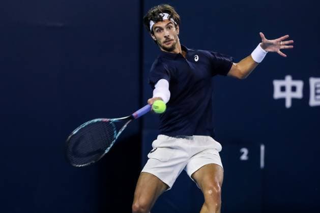 BEIJING, CHINA - SEPTEMBER 29: Lorenzo Musetti of Italy competes in the Men s Singles Quarterfinal match against Learner Tien of the United States on day 8 of the 2025 China Open at the National Tennis Center on September 29, 2025 in Beijing, China.  Copyright: xVCGx 111594003587