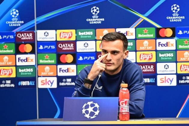 Atalanta v Club Brugge - UEFA Champions League Media Activities 29 09 2025 BERGAMO, ITALY - SEPTEMBER 29 : Stankovic Aleksandar midfielder of Club Brugge talking to the press during a press conference, PK, Pressekonferenz ahead of the UEFA Champions League 2025 26 League Phase MD2 match between Atalanta and Club Brugge on September 29, 2025 in Bergamo, Italy, 29 09 2025 Bergamo Italy  Copyright: xPeterxDexVoechtx