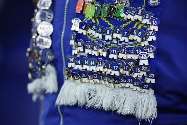 Sport Bilder des Tages Everton v West Ham United - Premier League Everton fan with cap badges on scraf before the Premier League match between Everton and West Ham United at Hill Dickinson Stadium on September 29, 2025 in Liverpool, England. Liverpool Hill Dickinson Stadium England United Kingdom Copyright: xEdxSykes Sportsphoto APLx 14136556