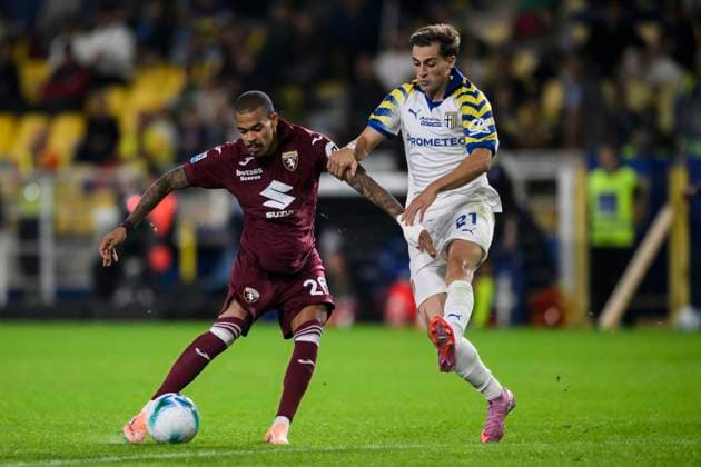 Parma Calcio v Torino FC - Serie A Cyril Ngonge of Torino FC scores a goal during the Serie A football match between Parma Calcio and Torino FC. Parma Italy Copyright: xNicolòxCampox