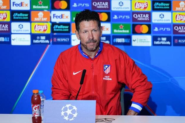 September 29, 2025, Madrid, Madrid, Spain: Diego Pablo Simeone, head coach of Atletico de Madrid, attends a press conference, PK, Pressekonferenz ahead of their UEFA Champions League 2025 26 match against Eintracht Frankfurt at Riyadh Air Metropolitano on September 29, 2025, in Madrid, Spain. Madrid Spain - ZUMAa181 20250929_zaa_a181_024 Copyright: xDennisxAgyemanx