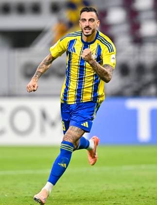 AFC CHAMPIONS LEAGUE ELITE, AL GHARAFA SC (QAT) AL SHORTA (IRQ) Jose Luis Mato of Al Gharafa SC celebrates after scoring the opening goal during the AFC Champions League elite west football match between Qatar s Al Gharafa SC and IraqÕs Al Shorta at Khalifa International Stadium in Doha, Qatar, on November 29, 2025 DOHA Qatar Copyright: xNAUSHADx