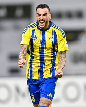 AFC CHAMPIONS LEAGUE ELITE, AL GHARAFA SC (QAT) AL SHORTA (IRQ) Jose Luis Mato of Al Gharafa SC celebrates after scoring the opening goal during the AFC Champions League elite west football match between Qatar s Al Gharafa SC and IraqÕs Al Shorta at Khalifa International Stadium in Doha, Qatar, on November 29, 2025 DOHA Qatar Copyright: xNAUSHADx