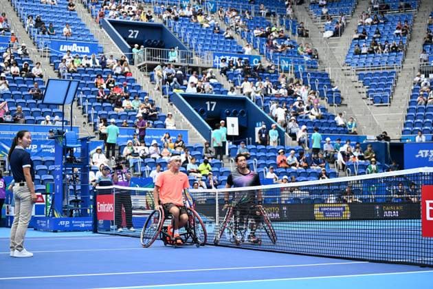 (L-R) Tokito Oda (JPN), Daisuke Arai (JPN), SEPTEMBER 29, 2025 - Wheelchair Tennis : Kinoshita Group Japan Open Wheelchair Tennis Championships 2025 Men s Wheelchair Tennis Singles Final at Ariake Coliseum, Tokyo, Japan. Noxthirdxpartyxsales  aflo_305232752