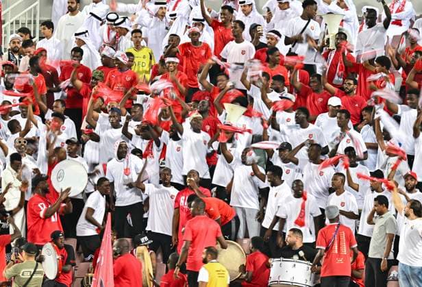 AFC CHAMPIONS LEAGUE ELITE, AL DUHAIL SC (QAT) V AL AHLI SAUDI FC (KSA) Fans of Al Duhail SC cheer during the AFC Champions League elite west football match between Qatar s Al Duhail SC and Saudi Arabia s Al Ahli Saudi FC at Abdullah Bin Khalifa Stadium in Doha, Qatar, on September 29, 2025. DOHA Qatar Copyright: xNAUSHADx