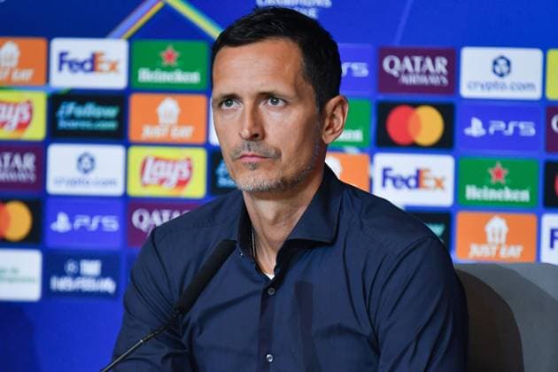 Atletico de Madrid Vs Eintracht Frankfurt press conference, PK, Pressekonferenz in Madrid - 29 Sep 2025 Dino Toppmoller, head coach of Eintracht Frankfurt, attends a press conference ahead of their UEFA Champions League 2025 26 match against Atletico de Madrid at Riyadh Air Metropolitano. Madrid Spain Copyright: xAtilanoxGarciax xSOPAxImagesx FOTO50140