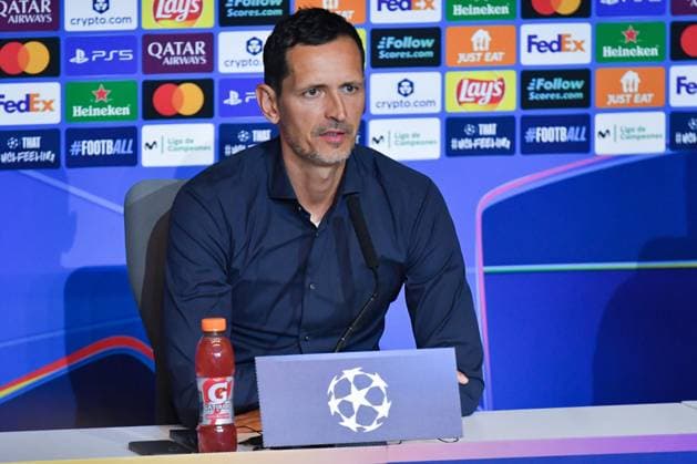 Atletico de Madrid Vs Eintracht Frankfurt press conference, PK, Pressekonferenz in Madrid - 29 Sep 2025 Dino Toppmoller, head coach of Eintracht Frankfurt, attends a press conference ahead of their UEFA Champions League 2025 26 match against Atletico de Madrid at Riyadh Air Metropolitano. Madrid Spain Copyright: xAtilanoxGarciax xSOPAxImagesx FOTO50146