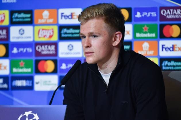 Atletico de Madrid Vs Eintracht Frankfurt press conference, PK, Pressekonferenz in Madrid - 29 Sep 2025 Jonathan Burkardt of Eintracht Frankfurt, attends a press conference ahead of their UEFA Champions League 2025 26 match against Atletico de Madrid at Riyadh Air Metropolitano. Madrid Spain Copyright: xAtilanoxGarciax xSOPAxImagesx FOTO50165