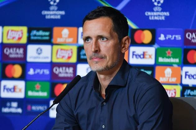 Atletico de Madrid Vs Eintracht Frankfurt press conference, PK, Pressekonferenz in Madrid - 29 Sep 2025 Dino Toppmoller, head coach of Eintracht Frankfurt, attends a press conference ahead of their UEFA Champions League 2025 26 match against Atletico de Madrid at Riyadh Air Metropolitano. Madrid Spain Copyright: xAtilanoxGarciax xSOPAxImagesx FOTO50166