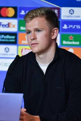 September 29, 2025, Madrid, Spain: Jonathan Burkardt of Eintracht Frankfurt, attends a press conference, PK, Pressekonferenz ahead of their UEFA Champions League 2025 26 match against Atletico de Madrid at Riyadh Air Metropolitano. Madrid Spain - ZUMAs197 20250929_aaa_s197_280 Copyright: xAtilanoxGarciax