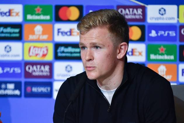 September 29, 2025, Madrid, Spain: Jonathan Burkardt of Eintracht Frankfurt, attends a press conference, PK, Pressekonferenz ahead of their UEFA Champions League 2025 26 match against Atletico de Madrid at Riyadh Air Metropolitano. Madrid Spain - ZUMAs197 20250929_aaa_s197_282 Copyright: xAtilanoxGarciax