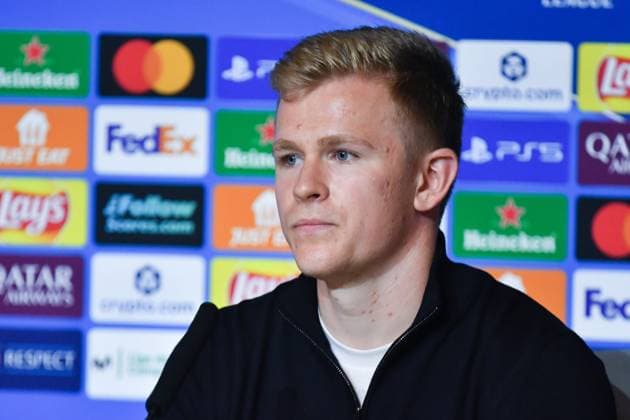 September 29, 2025, Madrid, Spain: Jonathan Burkardt of Eintracht Frankfurt, attends a press conference, PK, Pressekonferenz ahead of their UEFA Champions League 2025 26 match against Atletico de Madrid at Riyadh Air Metropolitano. Madrid Spain - ZUMAs197 20250929_aaa_s197_289 Copyright: xAtilanoxGarciax
