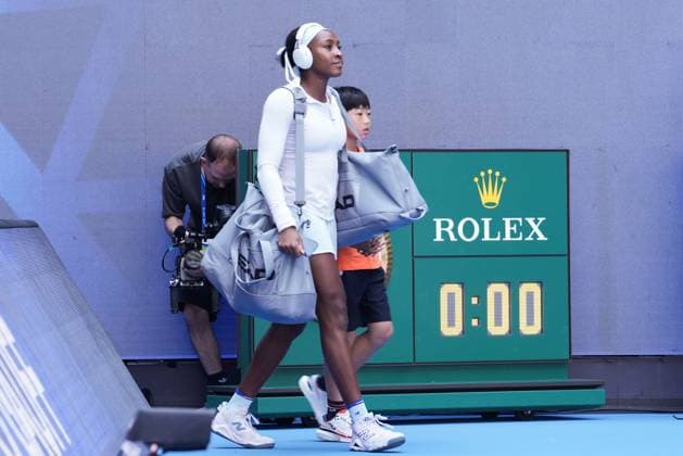 BEIJING, CHINA - SEPTEMBER 30: Coco Gauff of the United States enters the court for the Women s Singles Round of 16 match against Belinda Bencic of Switzerland on day 9 of the 2025 China Open at the National Tennis Center on September 30, 2025 in Beijing, China.  Copyright: xVCGx 111594160143