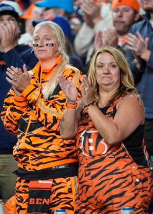 September 29, 2025: Two Cincinnati fans did not have much to cheer for in the second half of the football game between the Denver Broncos and Cincinnati Bengals. CSM. - ZUMAc04_ 20250929_zma_c04_079 Copyright: xDerekxRegensburgerx