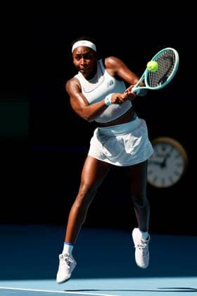BEIJING, CHINA - SEPTEMBER 30: Coco Gauff of the United States returns a shot in the Women s Singles Round of 16 match against Belinda Bencic of Switzerland on day 9 of the 2025 China Open at the National Tennis Center on September 30, 2025 in Beijing, China.  Copyright: xVCGx 111594170030