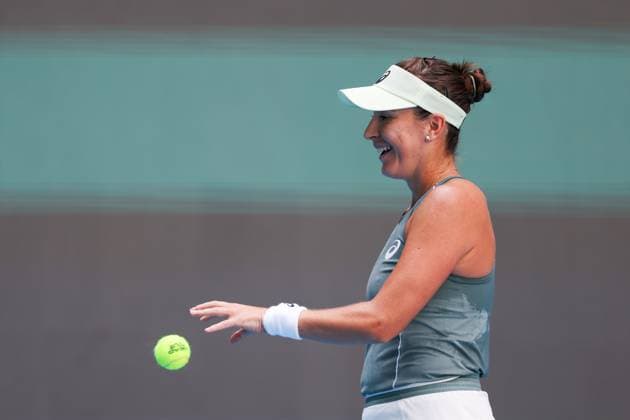 BEIJING, CHINA - SEPTEMBER 30: Belinda Bencic of Switzerland reacts in the Women s Singles Round of 16 match against Coco Gauff of the United States on day 9 of the 2025 China Open at the National Tennis Center on September 30, 2025 in Beijing, China.  Copyright: xVCGx 111594169135