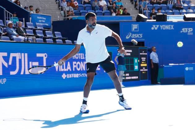 September 30, 2025, Tokyo, Japan: Rohan BOPANNA (IND) in action against Hugo NYS (MON) and Edouard ROGER-VASSELIN (FRA) during the Doubles Final match of the Japan Open Tennis Championships at Ariake Colosseum in Tokyo. The tournament runs from September 22 to 30. Tokyo Japan - ZUMAm191 20250930_aap_m191_003 Copyright: xRodrigoxReyesxMarinx