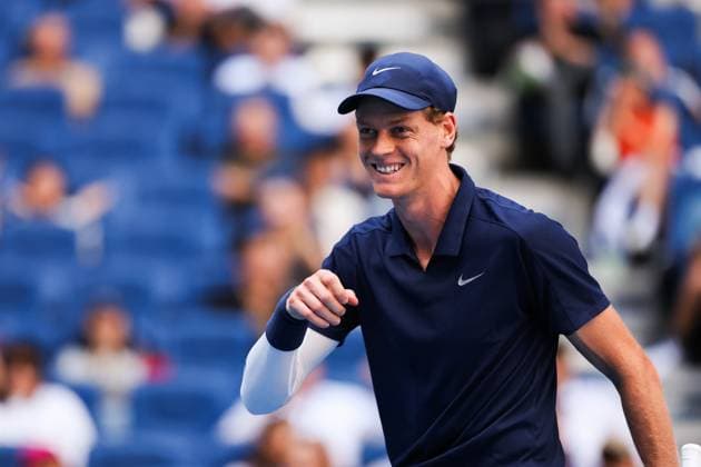 BEIJING, CHINA - SEPTEMBER 30: Jannik Sinner of Italy reacts in the Men s Singles Semifinal match against Alex De Minaur of Australia on day 9 of the 2025 China Open at the National Tennis Center on September 30, 2025 in Beijing, China.  Copyright: xVCGx 111594181522